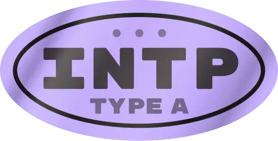 the words INTP Assertive inside a stamp-shaped sticker